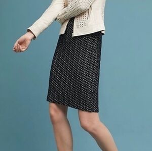 ANTHROPOLOGIE‎ MAEVE Intarsia Geotile Skirt Geometric White Black - Size Small